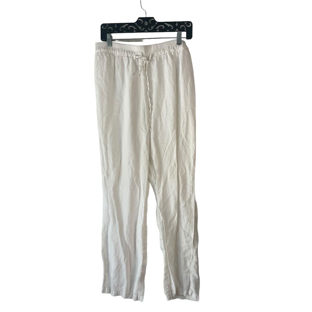 Ellen Tracy Size Medium Linen White Flowy Lightweight Straight Coastal